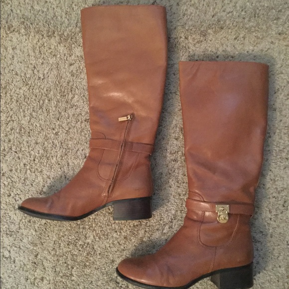 MICHAEL KORS HAMILTON TAN LEATHER RIDING BOOTS, 9 - Picture 5 of 7